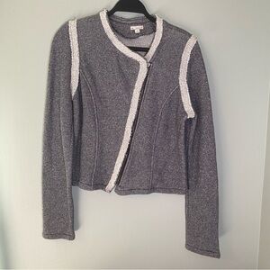 Gap Jacket Size Medium Heather Gray Navy Asymmetric Zipper‎ 100% Cotton Moto